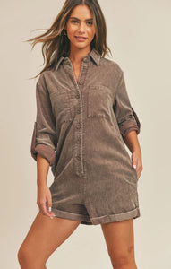 washed out corduroy romper xs