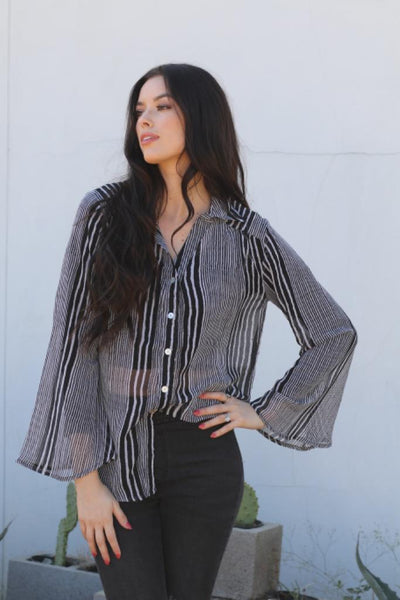 striped chiffon blouse