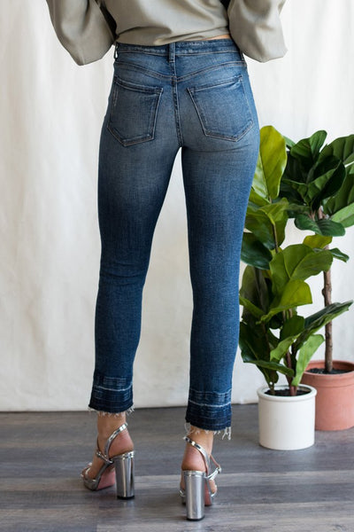 sneak peek distressed ankle jeans