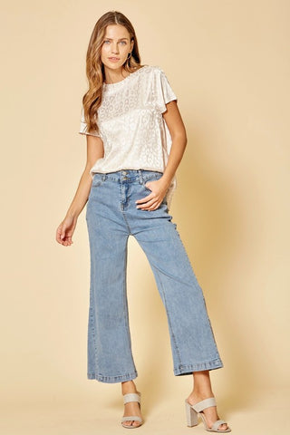 lillian champagne satin leopard blouse s