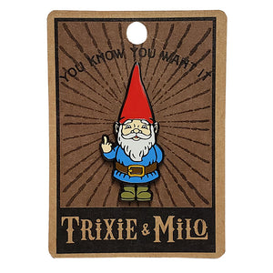 naughty gnome enamel pin