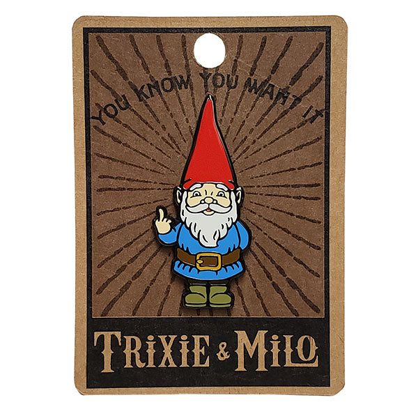 naughty gnome enamel pin