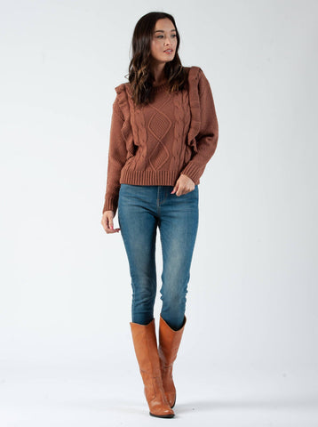 mauve ruffle sweater