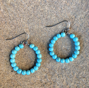 chica mini turquoise bead hoops