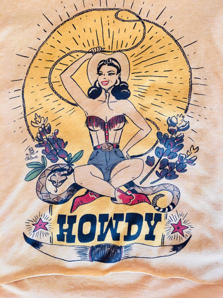 "howdy" rodeo pinup tee