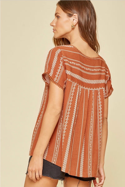 rusty embroidered blouse