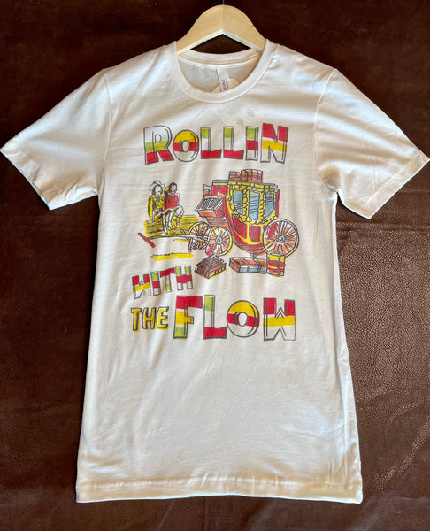 "rollin with the flow" graphic tee
