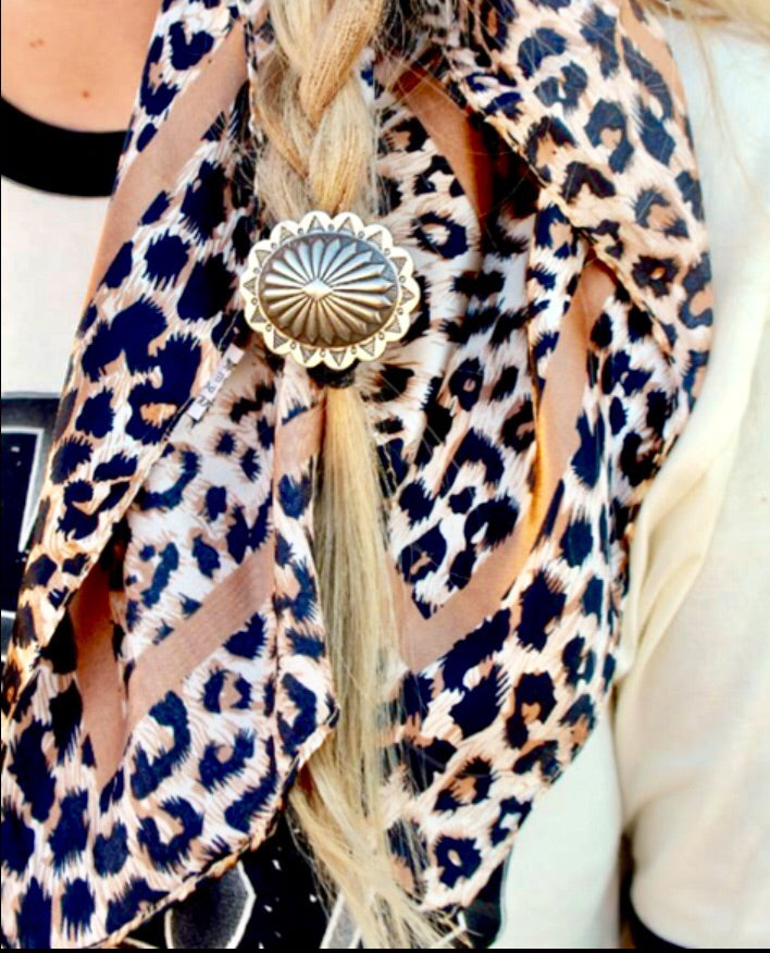 silver concho ponytail tie