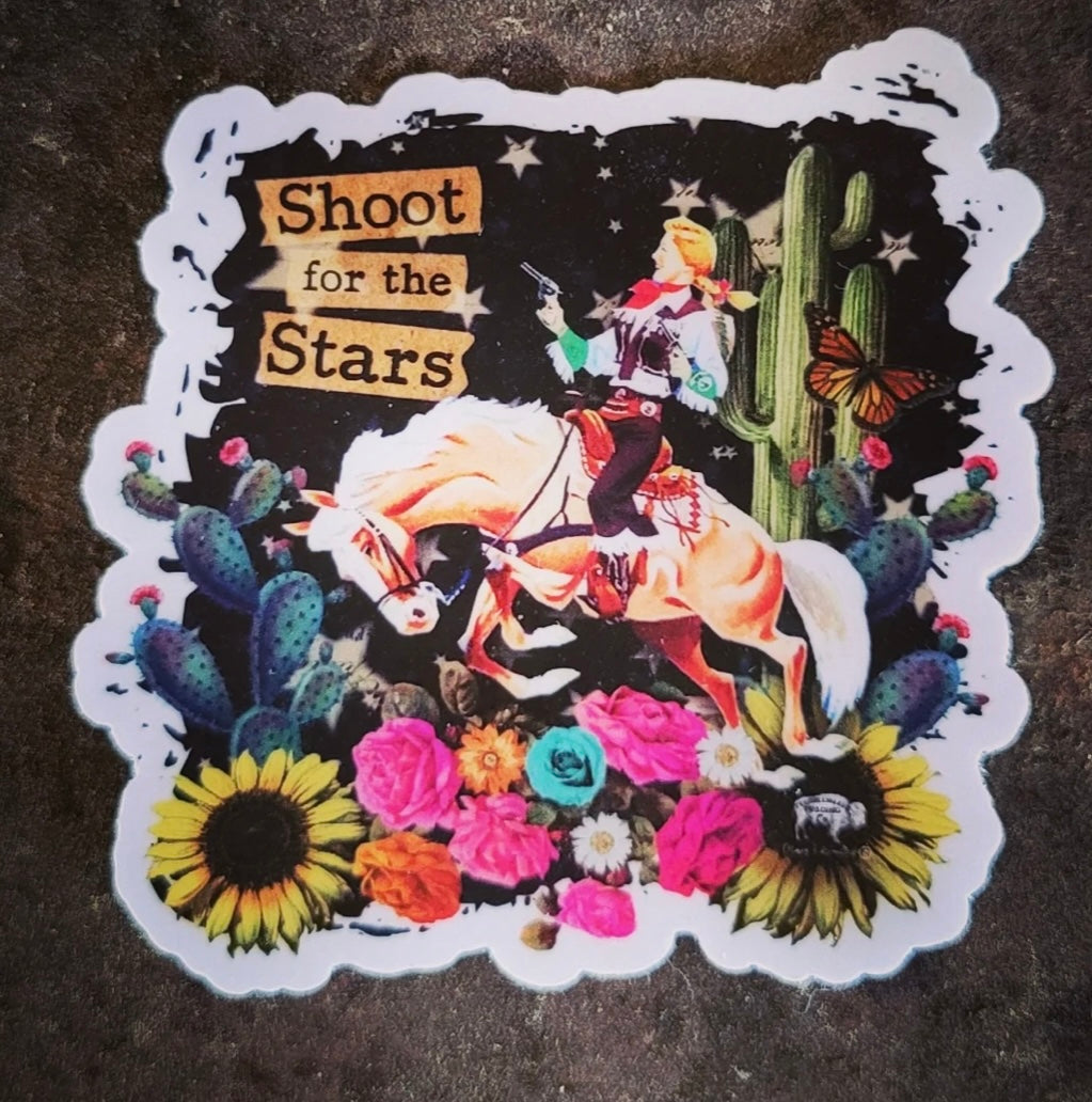 "Shoot for the Stars" Cowgirl Sticker