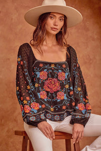 Bisbee Black Embroidered Blouse