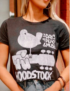 woodstock poster cropped graphic tee s