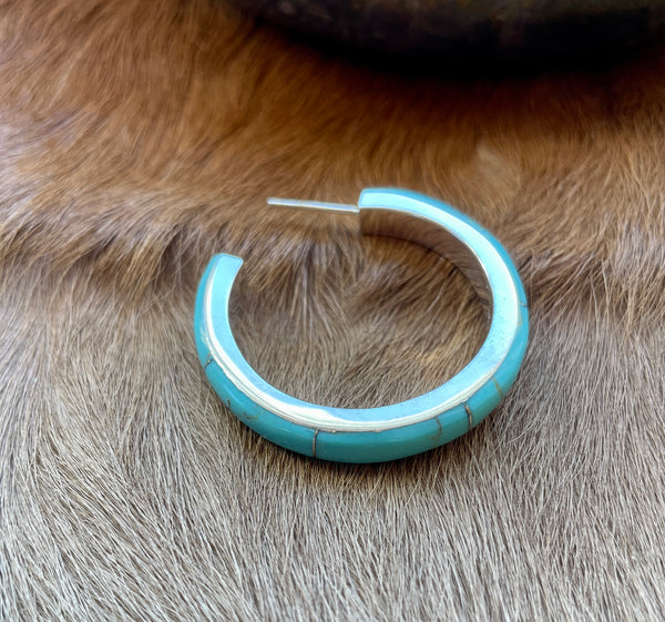 Inlaid Turquoise Hoop Earrings