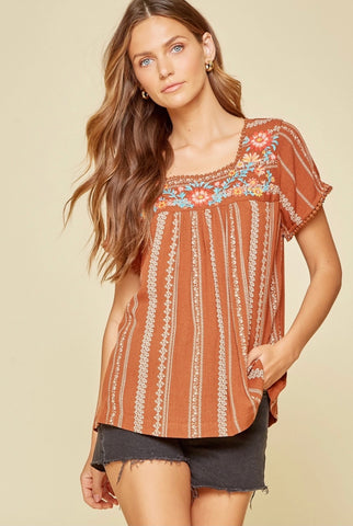 rusty embroidered blouse