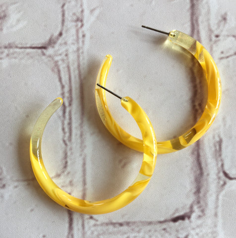 yellow acetate hoop earrings