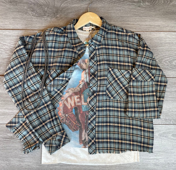 pacific plaid oversized flannel shirt