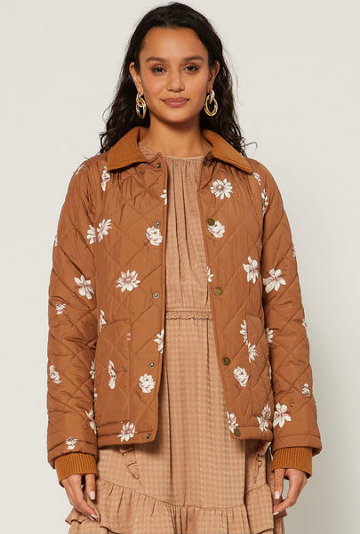 floral quilted jacket m