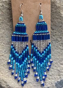 blue seed bead earrings