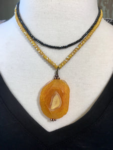 mustard crystal necklace