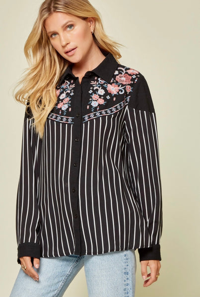 retro inspired embroidered western shirt