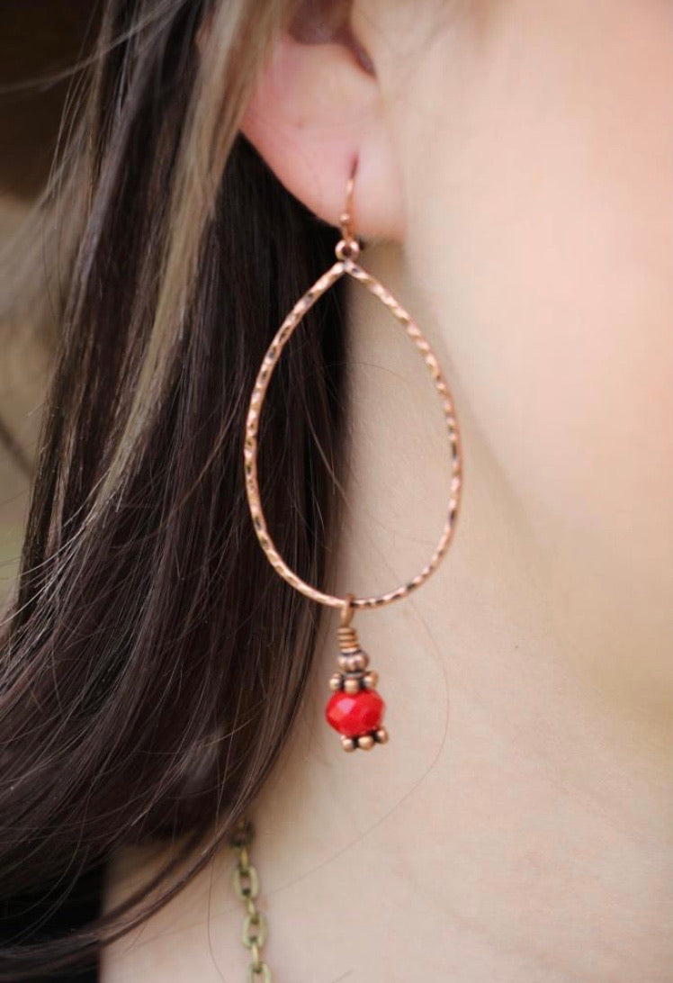 red crystal earrings