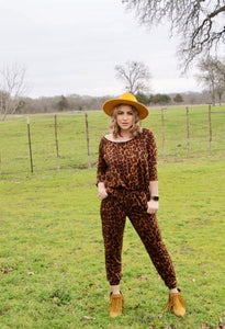 cheetah knit jumpsuit