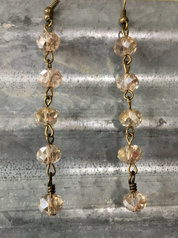 champagne crystal bead earrings