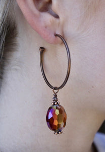 brown crystal hoop earrings