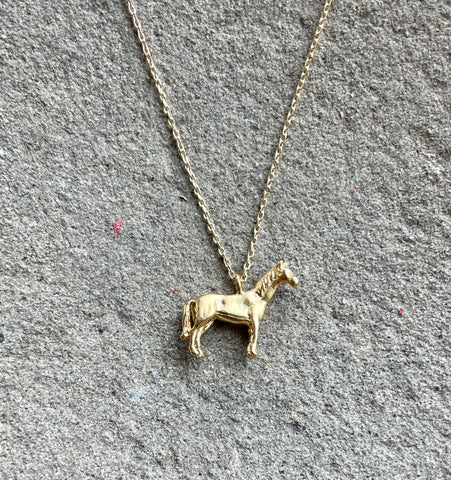 Matte Gold Horse Charm Necklace