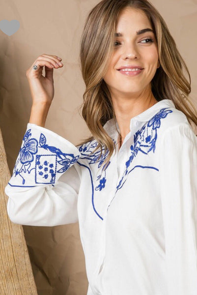 embroidered western top l