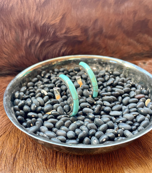 Inlaid Turquoise Hoop Earrings