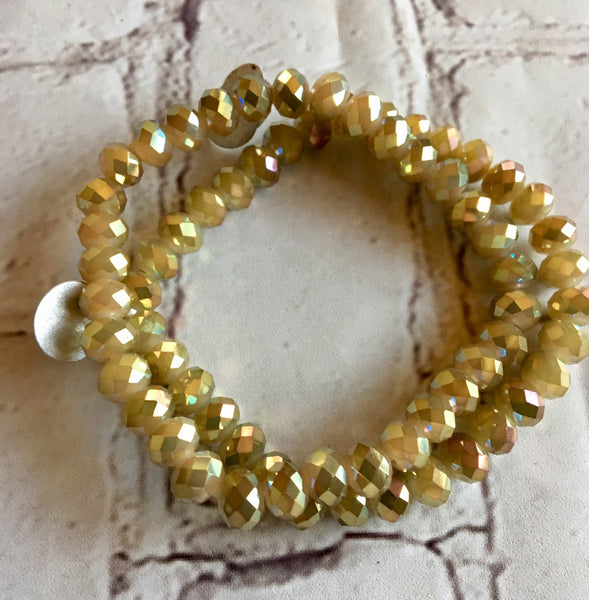 crystal stretch bracelets olive gold