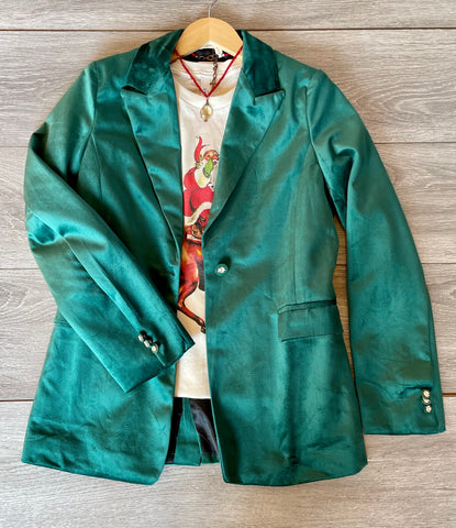 green velvet blazer