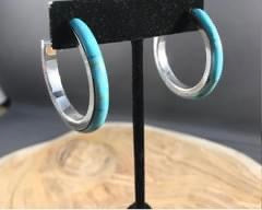 Inlaid Turquoise Hoop Earrings