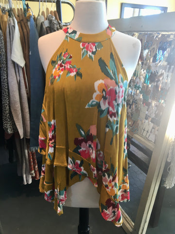 mustard floral blouse s