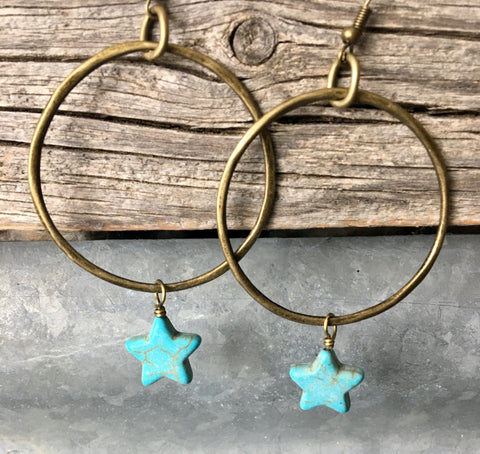 turquoise star earrings