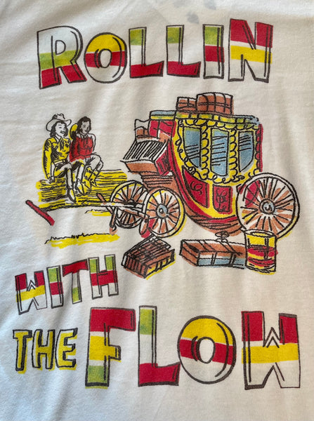 "rollin with the flow" graphic tee