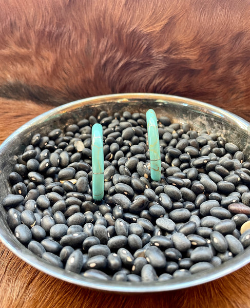 Inlaid Turquoise Hoop Earrings