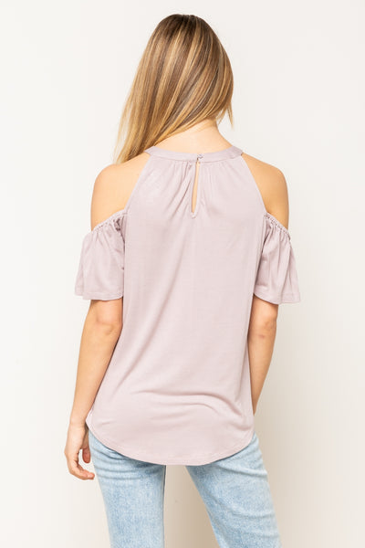 lilac cold shoulder top