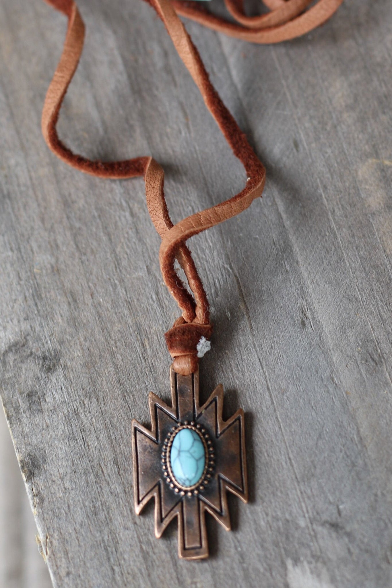 leather navajo pendant necklace