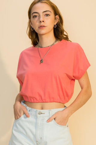 coral cropped tee with back tie